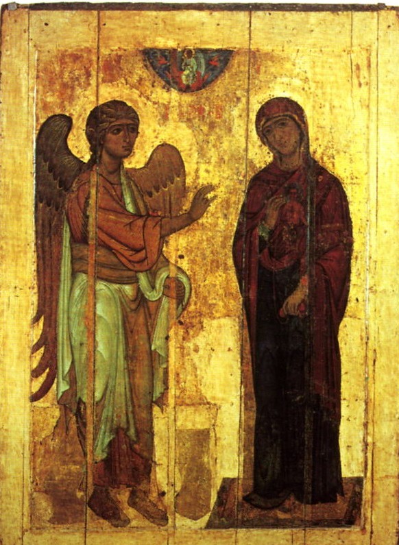 Siglo XII. Nóvgorod. Anunciación de Ustiug. Temple sobre tabla. (238 x 168 cm).